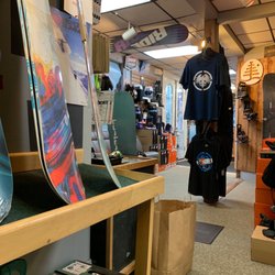 Fire on the Mountain Ski & Sport - Snowboards on the second floor.