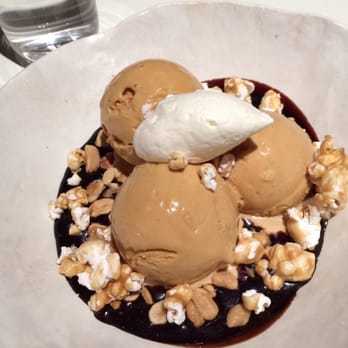 ABC Kitchen - Salted caramel sundae with popcorn and peanuts. Rich and decadent. - Breakfast & Brunch Near Me - New York, New York