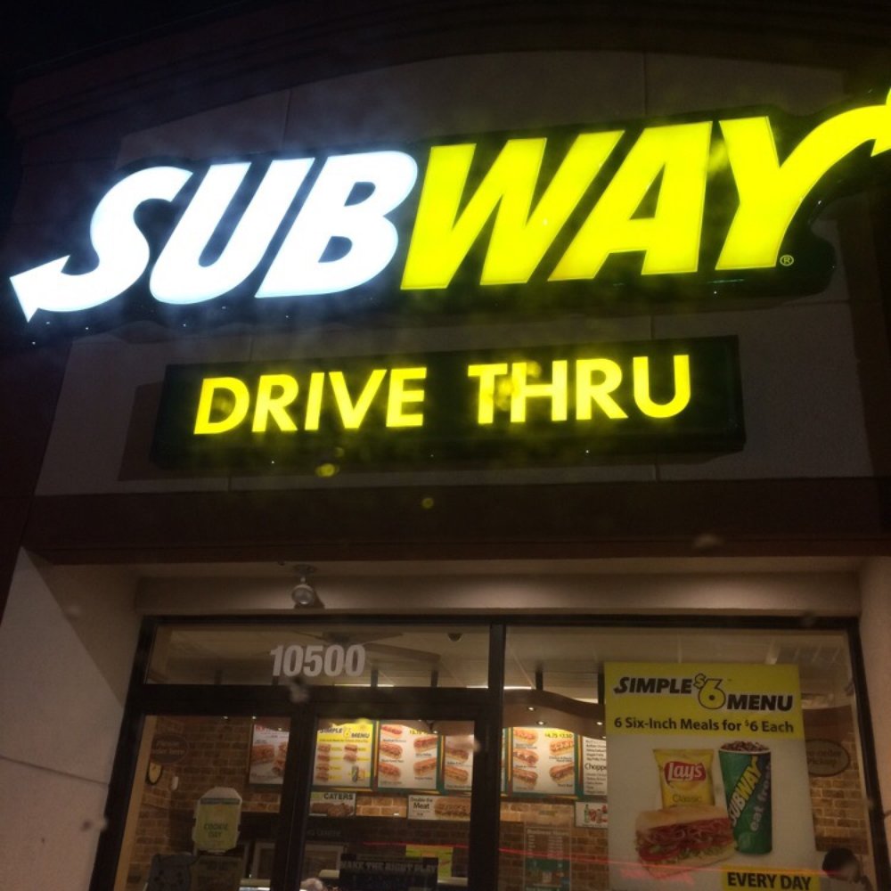 Subway - a subway drive thru sign lit up at night - Sandwiches Near Me - Louisville, Kentucky Subway - a subway drive thru sign lit up at night - Sandwiches Near Me - Louisville, Kentucky