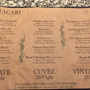 Macari Vineyards - Menu options! - Wineries Near Me - Mattituck, New York Macari Vineyards - Menu options! - Wineries Near Me - Mattituck, New York