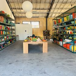 Bauer Pottery Company of Los Angeles - Showroom filled with ceramics.