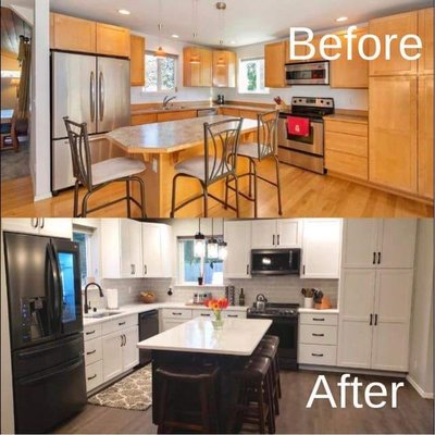 Cabinet Refinishing - Refinishing kitchen cabinets is a much more economical way to give your kitchen a complete makeover. With our proven process, we can make your vision for your kitchen a reality! Visit www.cobrapaintingllc.com to request a free quote. Don't forget to ask how you can save 10 percent! Cabinet Refinishing - Refinishing kitchen cabinets is a much more economical way to give your kitchen a complete makeover. With our proven process, we can make your vision for your kitchen a reality! Visit www.cobrapaintingllc.com to request a free quote. Don't forget to ask how you can save 10 percent!