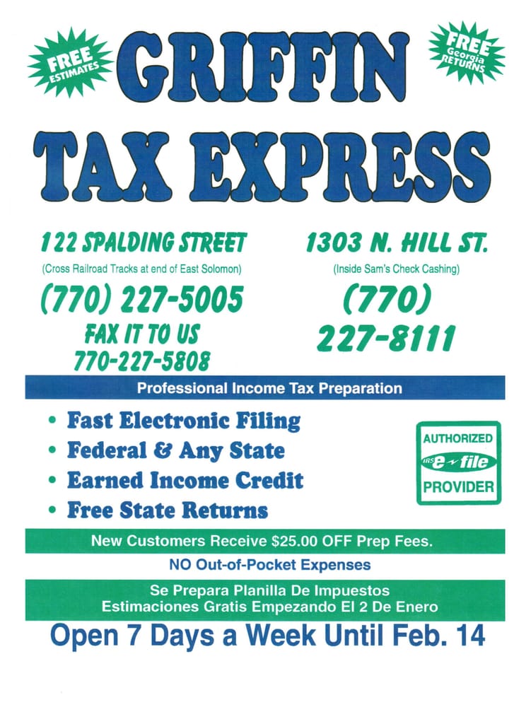 GRIFFIN TAX EXPRESS Updated May 2024 122 Spalding St, Griffin