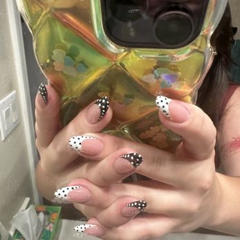 Relax Nails & Spa - polka dot french tip nails gel ex - Nail Salons Near Me - Albuquerque, New Mexico