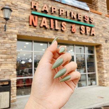 Happiness Nails - Stiletto set from Jade in jade ~ Wedding ready ! - Nail Salons Near Me - Pomona, California Happiness Nails - Stiletto set from Jade in jade ~ Wedding ready ! - Nail Salons Near Me - Pomona, California