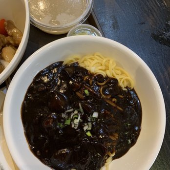 Seoul - Korean Black Bean Pork Noodles and miso soup - Korean Near Me - New York, New York