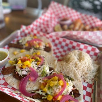 The Deck - Tempeh T-Street Taco made vegan by not including queso, and adding pickled onions - New American Near Me - Tybee Island, Georgia The Deck - Tempeh T-Street Taco made vegan by not including queso, and adding pickled onions - New American Near Me - Tybee Island, Georgia