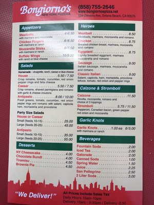 Menu photo 7 Bongiorno's Solana Beach, CA Menu photo 7 Bongiorno's Solana Beach, CA