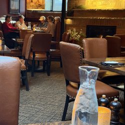 Handsome Dining room with wood burning fireplace