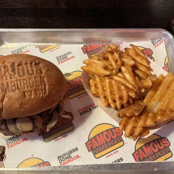 Famous Hamburger - Canton Ford Rd - Mushroom and Swiss burger, without the Swiss cheese and the crunchiest waffle fries! - Burgers Near Me - Canton, Michigan Famous Hamburger - Canton Ford Rd - Mushroom and Swiss burger, without the Swiss cheese and the crunchiest waffle fries! - Burgers Near Me - Canton, Michigan