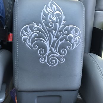 Old Town Upholstery - This is the console between the seats that I embroidered. - Auto Upholstery Near Me - Escondido, California Old Town Upholstery - This is the console between the seats that I embroidered. - Auto Upholstery Near Me - Escondido, California