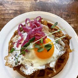 Chicken waffles with egg Chicken waffles with egg