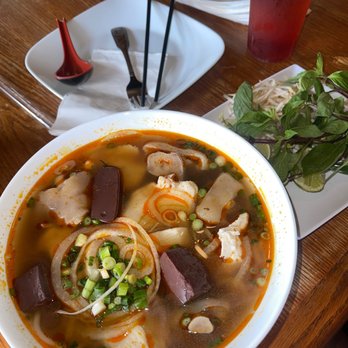 Pho Today - Bun Bo Hue. With chicken instead of beef. Kept the ham hock. - Vietnamese Near Me - Jacksonville, Florida Pho Today - Bun Bo Hue. With chicken instead of beef. Kept the ham hock. - Vietnamese Near Me - Jacksonville, Florida