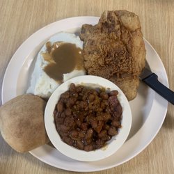 1 South Bar & Grill - Fried porkchop, baked beans, mashed potatoes