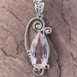 In Spire Studio - Pink Quartz Handmade Sterling Silver Pendant.