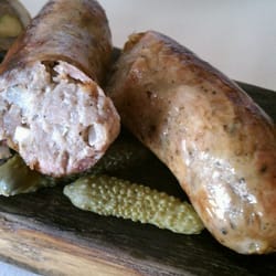 Housemade sausage-Pork, Pear, and Carmelized Onion