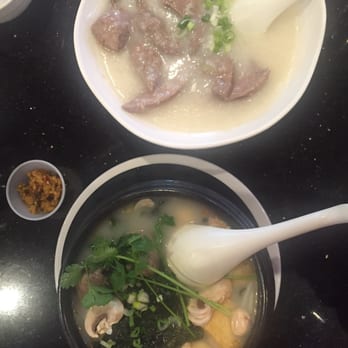 Inshou Cafe - Pork liver congee and 'seaweed three treasure' (seaweed+ fish balls+ fish tofu+beef balls) rice noodles in fish broth. - Chinese Near Me - San Mateo, California Inshou Cafe - Pork liver congee and 'seaweed three treasure' (seaweed+ fish balls+ fish tofu+beef balls) rice noodles in fish broth. - Chinese Near Me - San Mateo, California