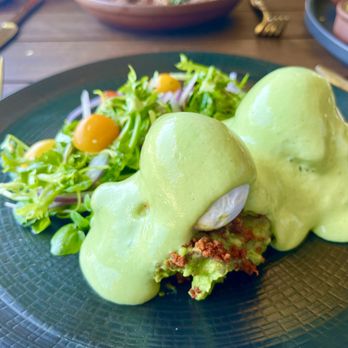 Chica Miami - Chorizo & Arepa Eggs Benedict - Latin American Near Me - Miami, Florida