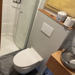 Small restrooms in tents, watch out for your head hitting the wall in front of you. Small restrooms in tents, watch out for your head hitting the wall in front of you.