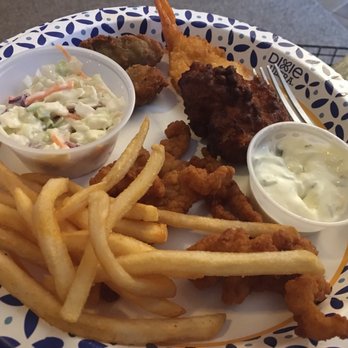 Captain’s Galley - Captains platter with shrimp, cod, oysters....and of course we had to have the clam strios - Food Trucks Near Me - Gresham, Oregon