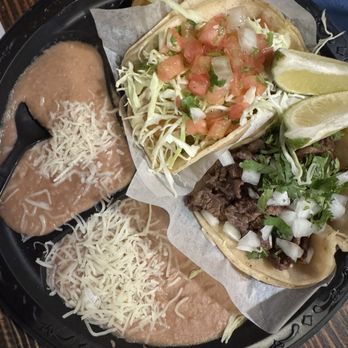 Taco Nazo - Taco combo with shrimp and carne asada, double beans - Mexican Near Me - Bellflower, California