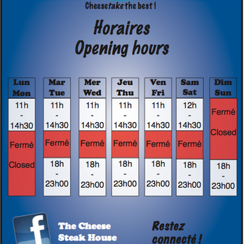 The Cheese Steak City - Horaires / Opening hours - Burgers Near Me - Nice, 06