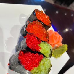 Red Koi Japanese Cuisine - Salmon roe nigiri and spicy flying fish roe nigiri