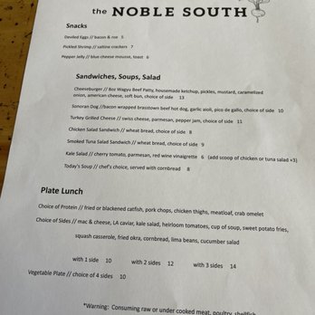 The Noble South - Menu - New American Near Me - Mobile, Alabama The Noble South - Menu - New American Near Me - Mobile, Alabama