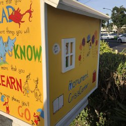 Little Free Library - Thursday, August 22, 2019: back of new community book box at the Monument Crisis Center in Concord, CA.