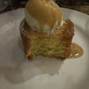 Blue Talon Bistro - Gateau Britone (vanilla cake topped with vanilla ice cream and brown sugar syrup) - French Near Me - Williamsburg, Virginia Blue Talon Bistro - Gateau Britone (vanilla cake topped with vanilla ice cream and brown sugar syrup) - French Near Me - Williamsburg, Virginia