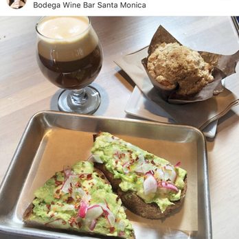 Bodega Wine Bar - Avocado toast, cold brew, muffin - Wine Bars Near Me - Santa Monica, California