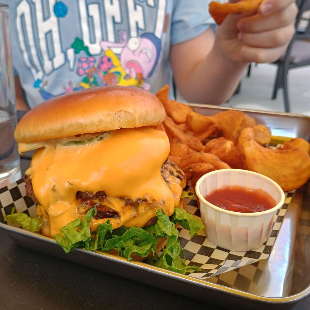 The Kosmos - Diner burger with an extra patty. - Bars Near Me - Albuquerque, New Mexico