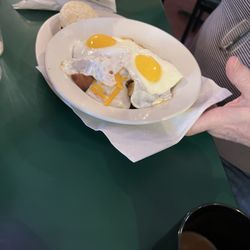 Nanny's Family Restaurant - Daily special - not well pictured is the grilled biscuit of my dreams.