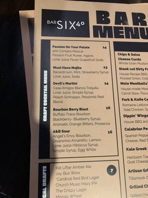 Menu photo 1 Bar Six40 Scottsdale, AZ