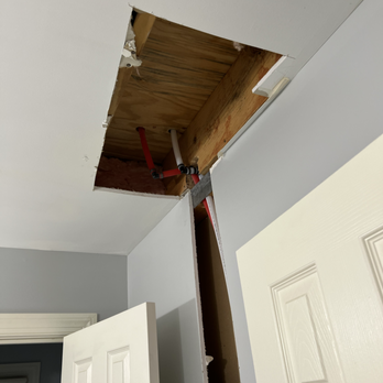 Matthew's Plumbing Solutions - They cut a notch out of a header here to run the pipes. - Plumbing Near Me - Raleigh, North Carolina Matthew's Plumbing Solutions - They cut a notch out of a header here to run the pipes. - Plumbing Near Me - Raleigh, North Carolina