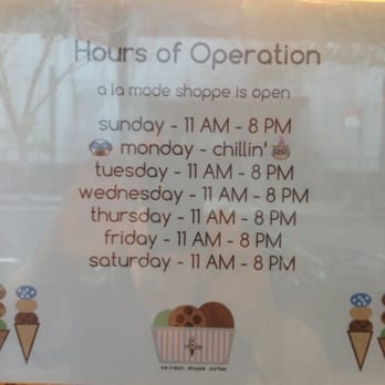 A La Mode Shoppe - YELP has WRONG hours. THEY ARE OPEN TILL EIGHT! And the ice cream is delicious, with unique homemade flavors changing daily. - Ice Cream & Frozen Yogurt Near Me - New York, New York