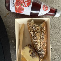 Everything baguette, Alp Blossom cheese, Gus Pomegranate