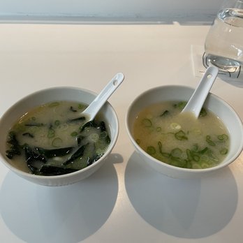 THE LOBBY LOUNGE & RAWBAR - Sablefish bacon miso soup. Super yummy. Traditional miso on the right - Lounges Near Me - Vancouver, British Columbia THE LOBBY LOUNGE & RAWBAR - Sablefish bacon miso soup. Super yummy. Traditional miso on the right - Lounges Near Me - Vancouver, British Columbia