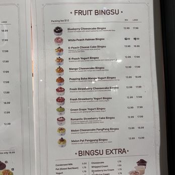Bing Su Dang - fruit bingsu menu - Desserts Near Me - Beaverton, Oregon