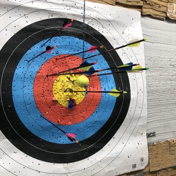 Riverside Archery - Aiming for a hanging tennis ball - Archery Near Me - Riverside, California