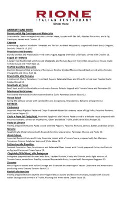 Menu photo 8 Rione Italian Restaurant Chico, CA Menu photo 8 Rione Italian Restaurant Chico, CA