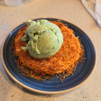 Filo Dessert - Knafeh with home made pistachio icecream. - Desserts Near Me - Orange, California