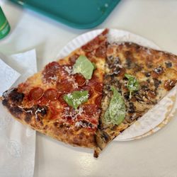 Outta Sight Pizza - Slice of mushroom (right), Slice of Pepperoni (left)