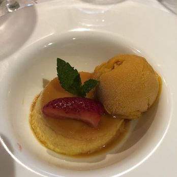 Sonora - Passion fruit flan topped with mango ice cream - Latin American Near Me - Port Chester, New York Sonora - Passion fruit flan topped with mango ice cream - Latin American Near Me - Port Chester, New York