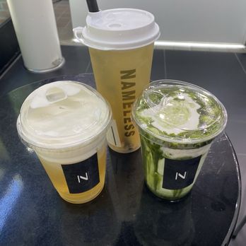 Nameless Tea & Coffee - Peach oolong cloudy, lychee lemon green tea, matcha einspanner - Coffee & Tea Near Me - Sacramento, California Nameless Tea & Coffee - Peach oolong cloudy, lychee lemon green tea, matcha einspanner - Coffee & Tea Near Me - Sacramento, California