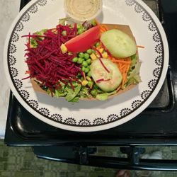 East West Cafe & Restaurant - Salad with Salmon Wrap