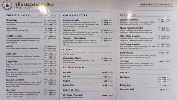 Menu photo 2 Ali's Bagel & Coffee Costa Mesa, CA
