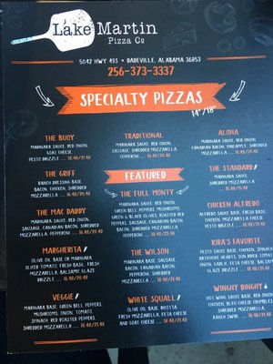 Menu photo 1 Lake Martin Pizza Dadeville, AL Menu photo 1 Lake Martin Pizza Dadeville, AL
