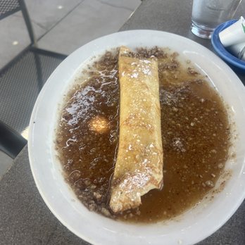 The Griddle - 1/2 order of crepes- House made cream cheese whip , with bacon pecan caramel Topping - Breakfast & Brunch Near Me - Winnemucca, Nevada