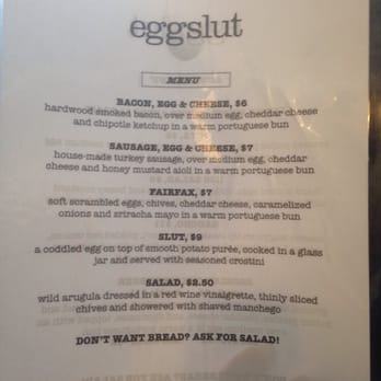 Eggslut - Menu as of 8/20/14 - Breakfast & Brunch Near Me - Los Angeles, California